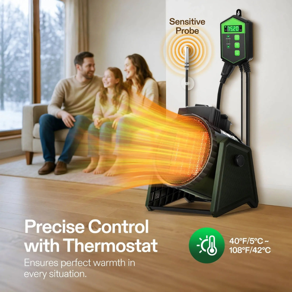 Chauffage Électrique pour Serre - Thermostat Réglable et Sûr
