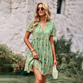 Robe Mini Florale d'Été - Confort et Style pour Toutes Occasions