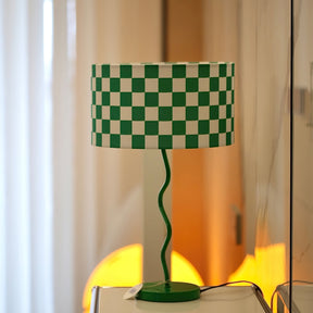 Lampe de Table en Damier Vert - Élégance Rétro et Lumière Chaleureuse