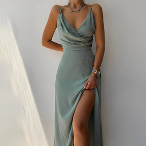 Robe Midi Élégante avec Fente Haute - Silhouette Flatteuse et Confortable