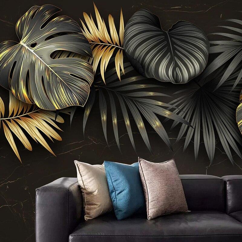 Tropical Black and Gold Wallpaper