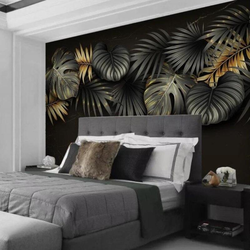 Tropical Black and Gold Wallpaper
