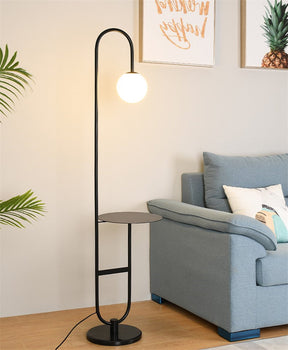 Lampadaire Scandinave avec Table Intégrée - Éclairage Économe et Design Élégant
