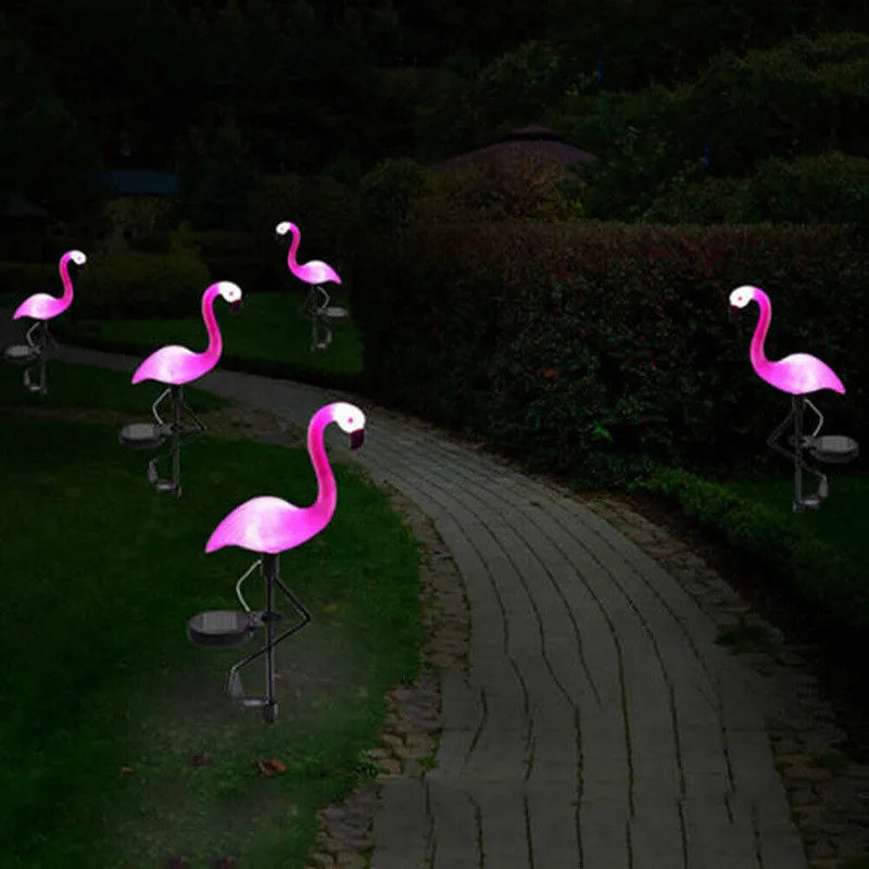 Lumière Solaire Flamant Rose - Décoration Écologique pour Jardin