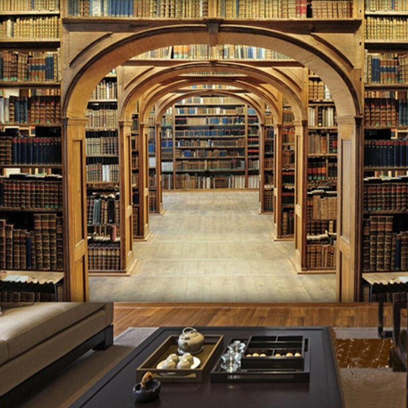 Trompe L'oeil Library Wallpaper