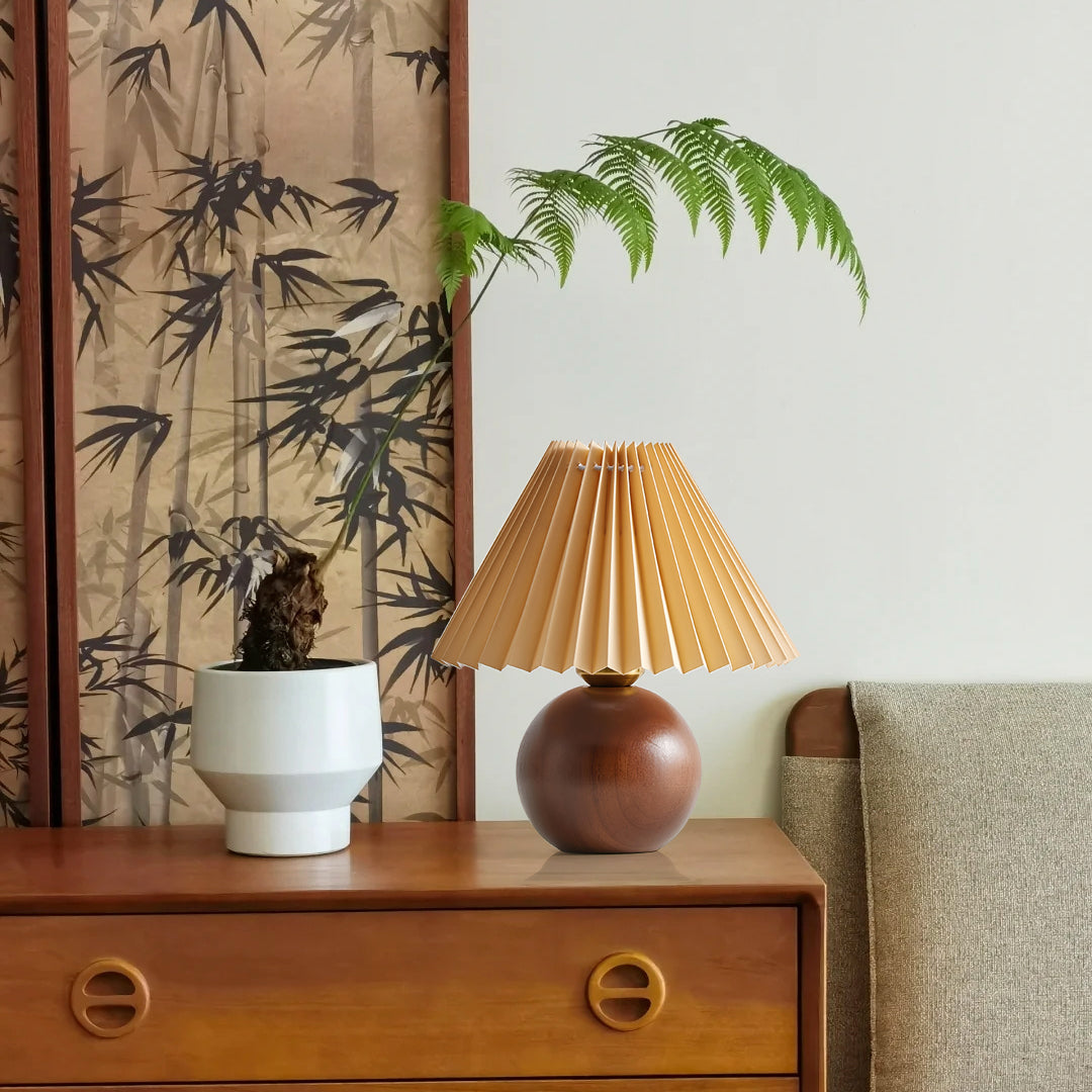 Lampe de Table en Bois et Tissu - Éclairage Doux et Ambiance Chaleureuse