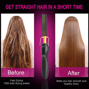 Peigne Chauffant Électrique pour Cheveux - Stylisme Rapide et Sûr à Domicile