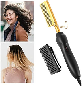Peigne Chauffant Électrique pour Cheveux - Stylisme Rapide et Sûr à Domicile