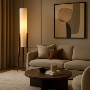 Lampe de Sol en Noyer Massif - Élégance et Ambiance Cosy