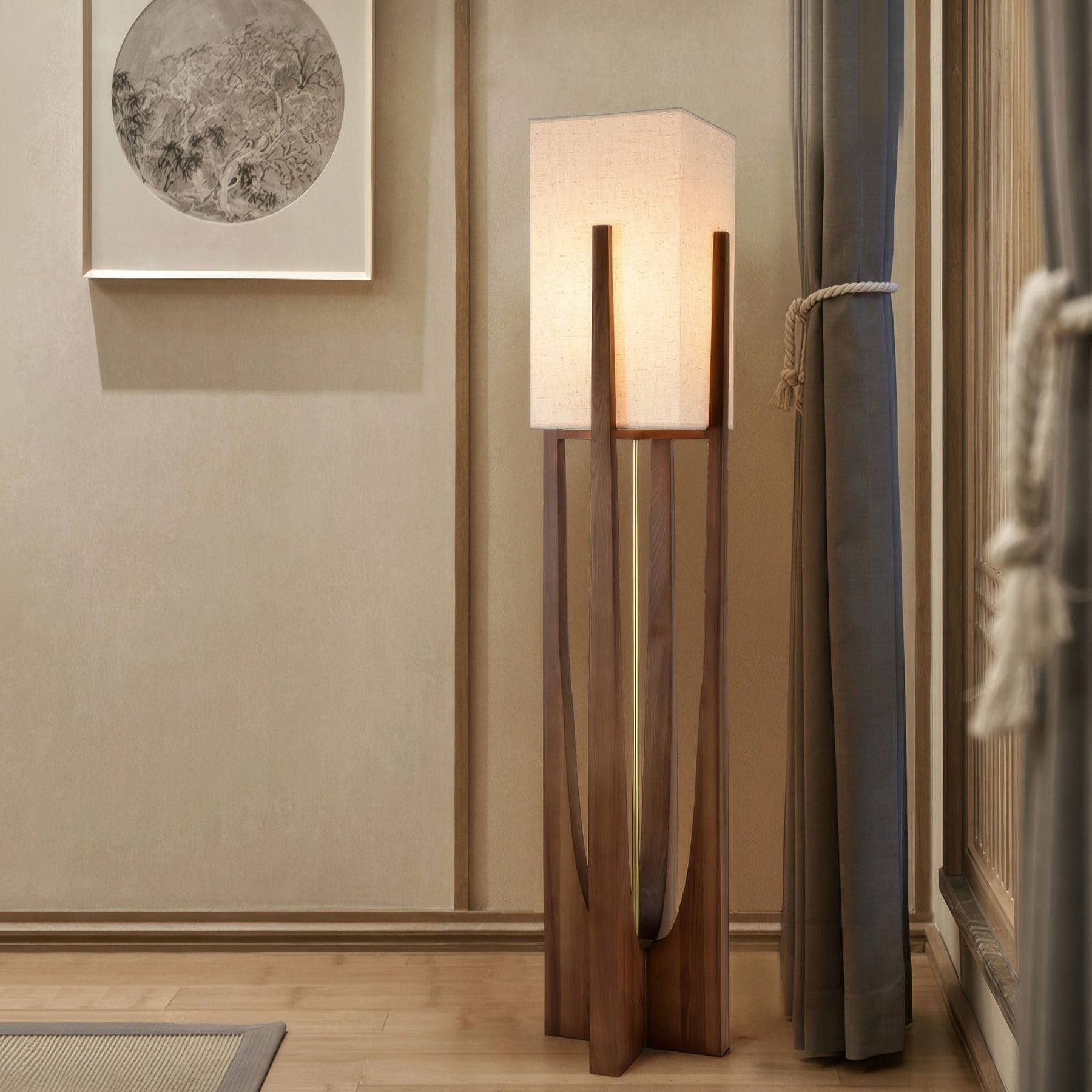 Lampe sur Pied Wabi Sabi Japonaise - Élégance Naturelle et Atmosphère Chaleureuse