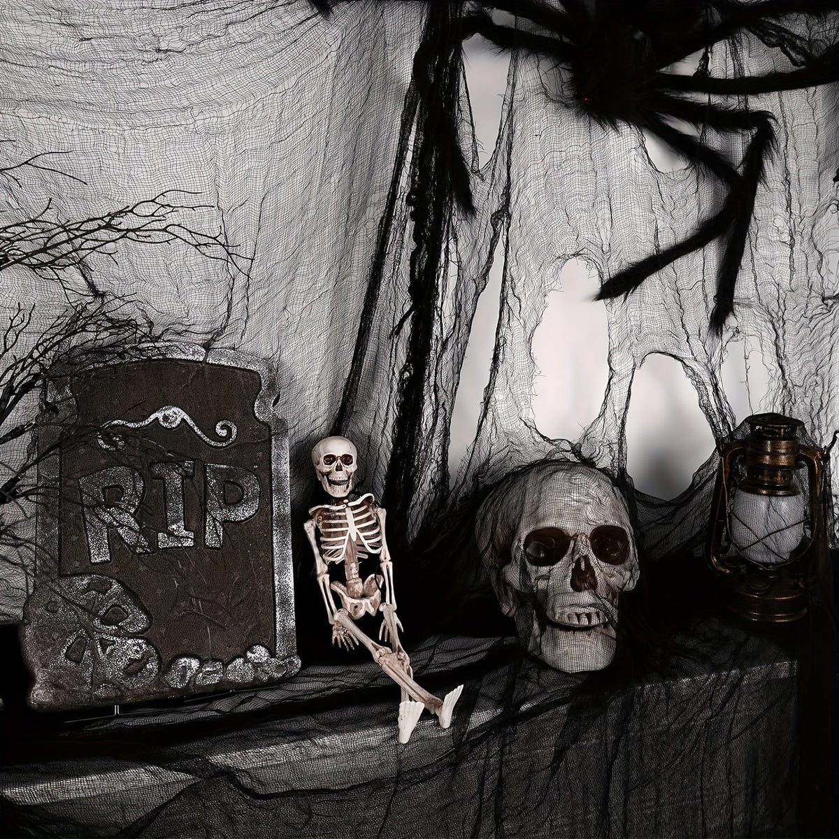 Tissu Noir Halloween - Décoration Suspendue Effrayante et Flexible