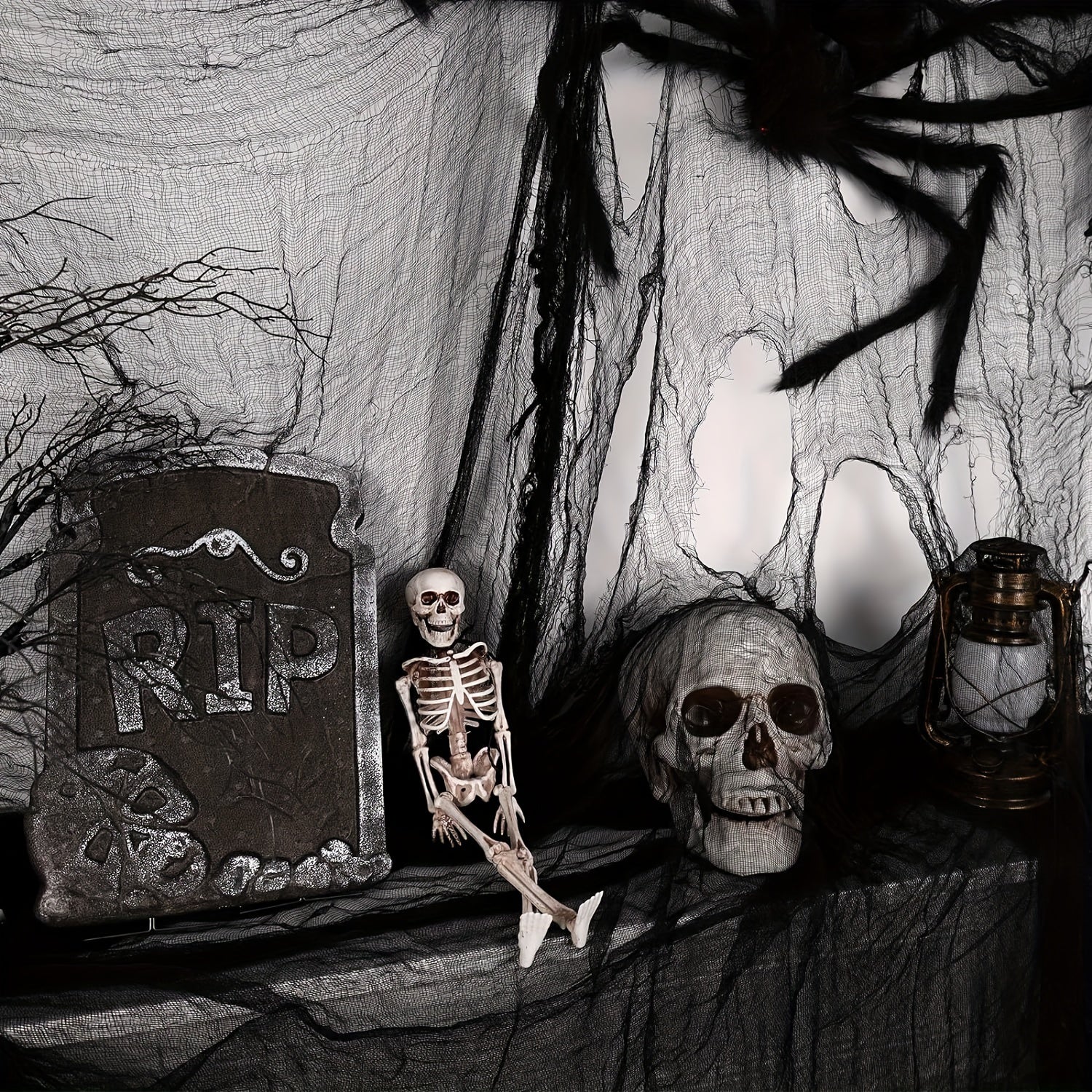Tissu Noir Halloween - Décoration Suspendue Effrayante et Flexible