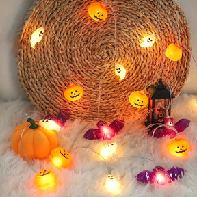 Guirlande Lumineuse Halloween Citrouille - Décoration Festive Alimentée par Piles