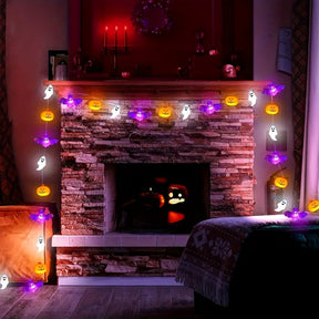 Guirlande Lumineuse Halloween Citrouille - Décoration Festive Alimentée par Piles