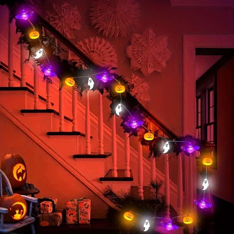 Guirlande Lumineuse Halloween Citrouille - Décoration Festive Alimentée par Piles