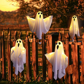 Lumières Fantômes en Tissu pour Halloween - Décorations Effrayantes et Lumineuses