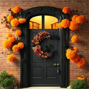 Couronne de Sorcière Halloween - Décoration Florale en Lune Croissante