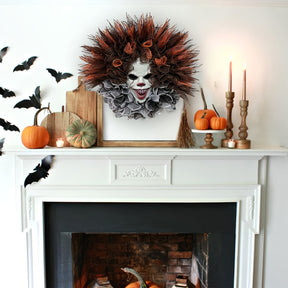 Couronne de Clown Effrayant pour Halloween - Décoration Terrifiante et Facile à Suspendre