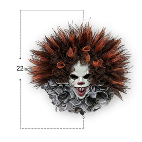 Couronne Halloween Clown Effrayant - Décoration Terrifiante pour Porte d'Entrée