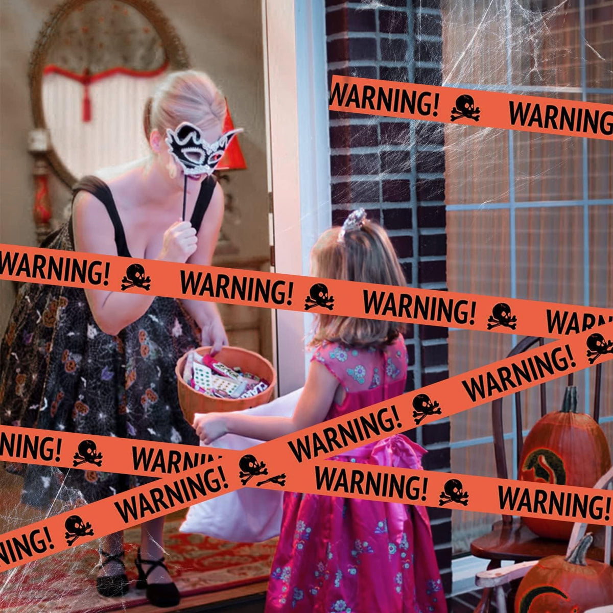 Bannière Avertisseur de Crâne Halloween - Décoration Effrayante en Plastique Durable