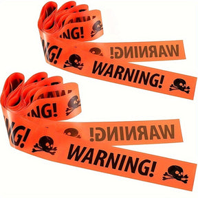 Bannière Avertisseur de Crâne Halloween - Décoration Effrayante en Plastique Durable