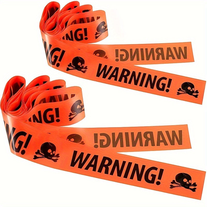 Bannière Avertisseur de Crâne Halloween - Décoration Effrayante en Plastique Durable