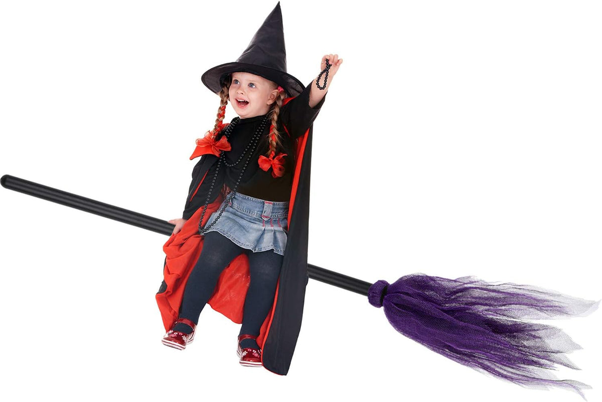 Balai de Sorcière Halloween en Plastique - Accessoire Ludique pour Décoration Effrayante