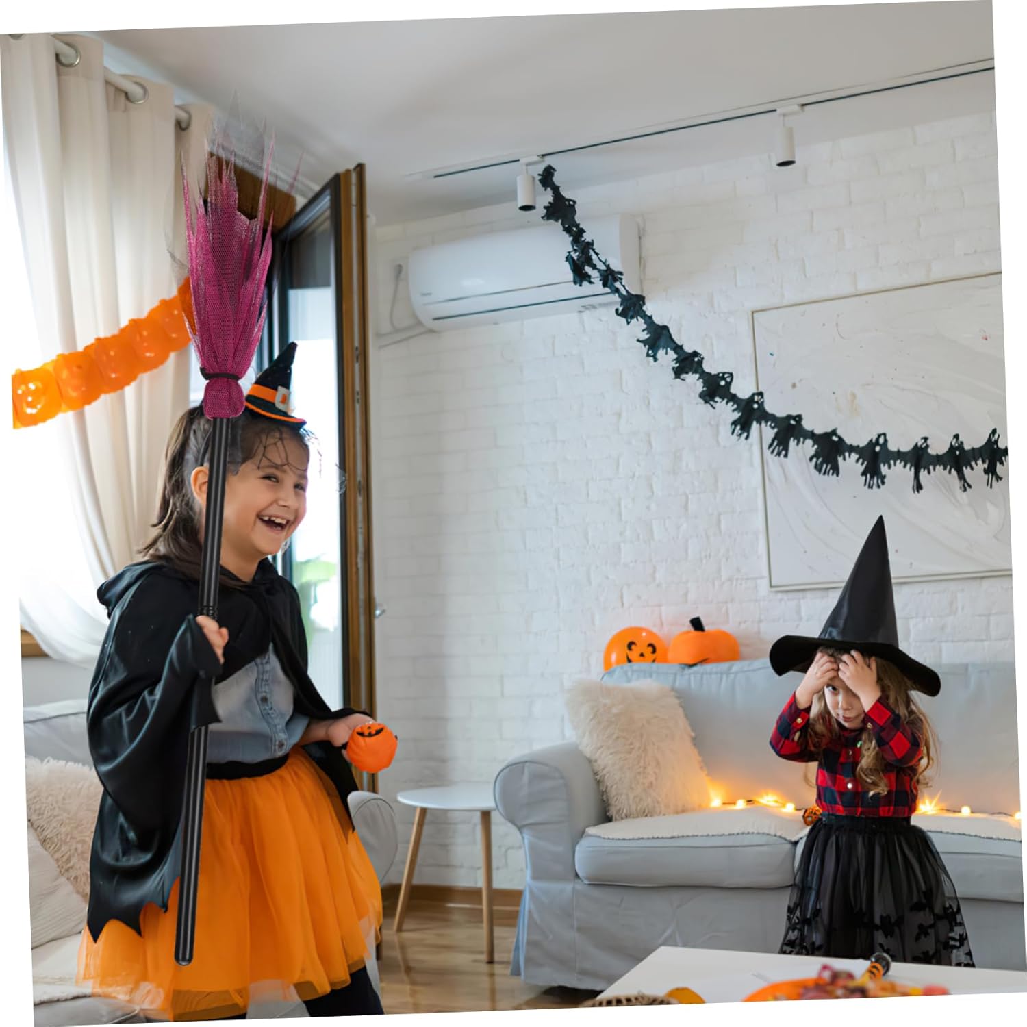 Balai de Sorcière Halloween en Plastique - Accessoire Ludique pour Décoration Effrayante
