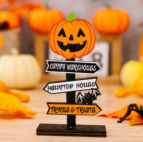 Citrouille en Bois d'Halloween - Décoration de Table Élégante et Durable