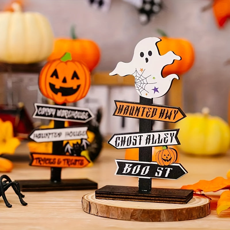 Citrouille en Bois d'Halloween - Décoration de Table Élégante et Durable