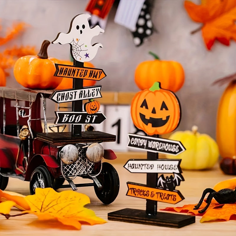 Citrouille en Bois d'Halloween - Décoration de Table Élégante et Durable