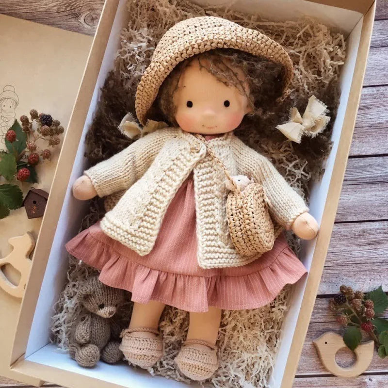 Poupée en Coton Doux Fait Main - Cadeau Kawaii dans Boîte en Tissu