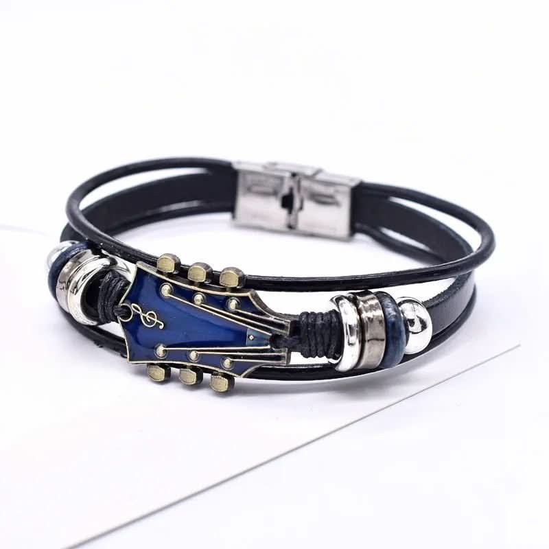 Bracelet en Cuir Inspiré de la Guitare | Accessoire Stylé pour Amateurs de Musique
