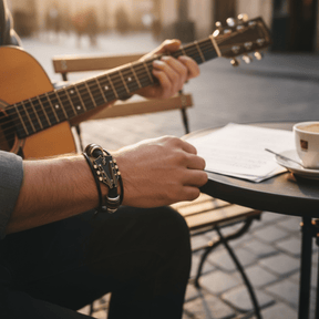 Bracelet en Cuir Inspiré de la Guitare | Accessoire Stylé pour Amateurs de Musique