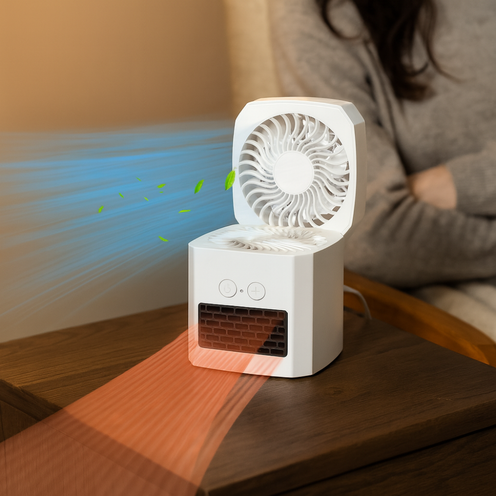 Chauffage et Ventilateur Électrique Portable - Confort Toute l'Année en Bureau
