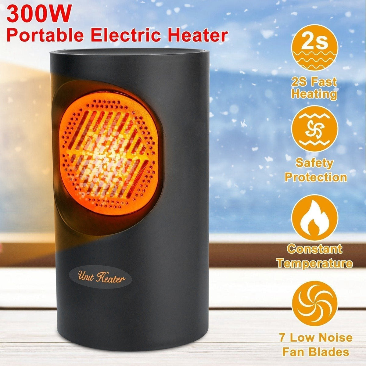 Chauffage Électrique Portable 300W - Chaleur Instantanée et Silencieuse