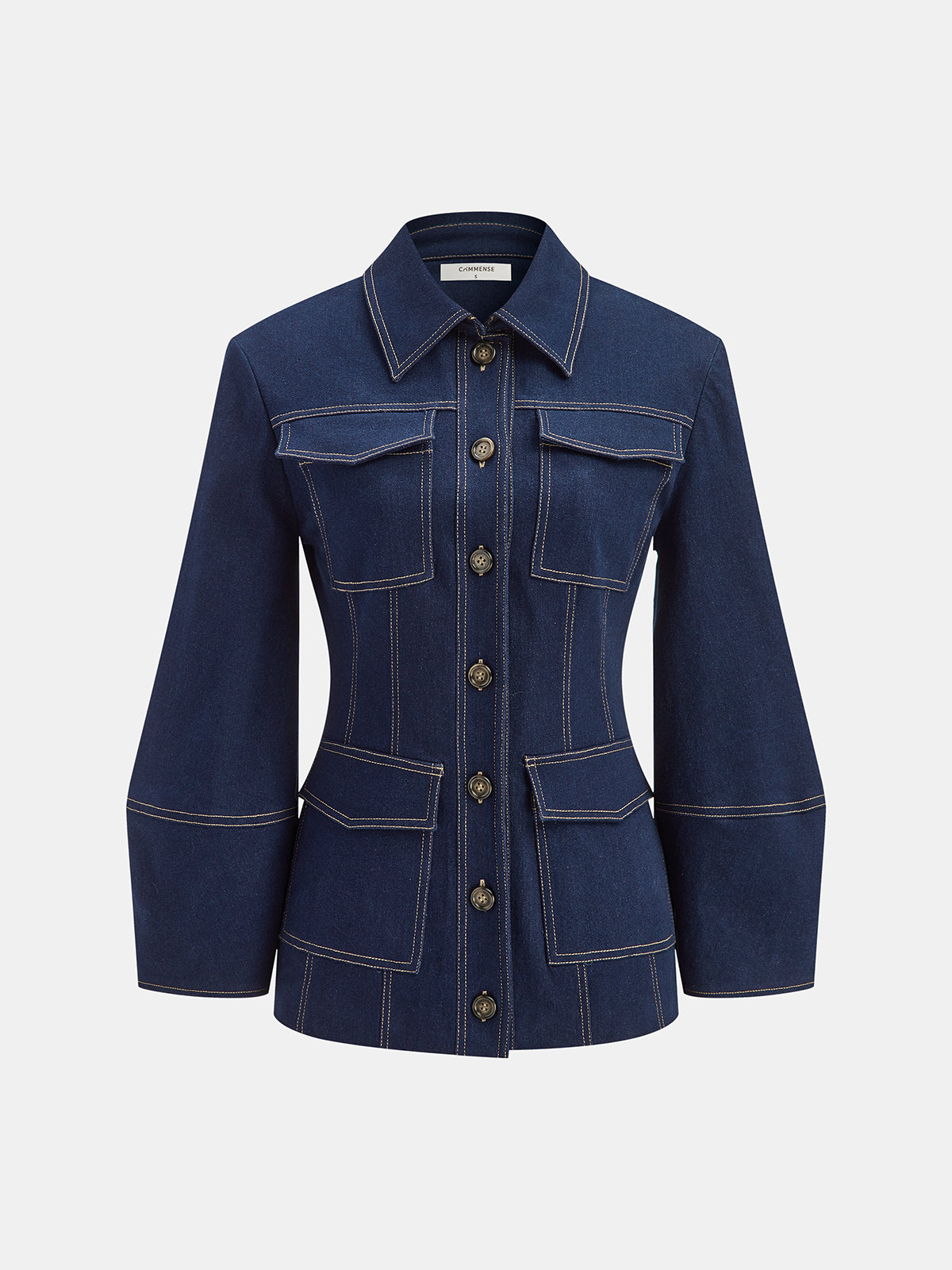 Veste en Denim pour Femme - Couture Contrastée et Confort Élastique