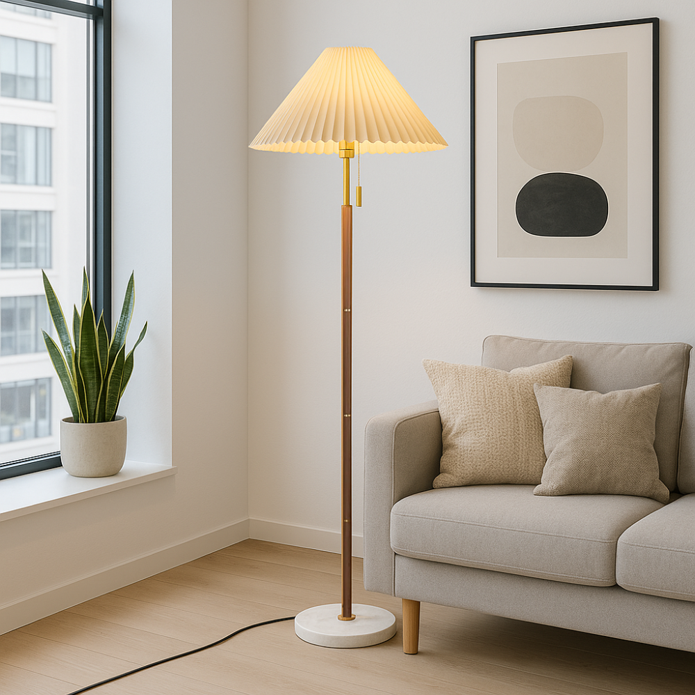 Lampe de Sol Vintage en Bois - Design Élégant et Atmosphère Chaleureuse