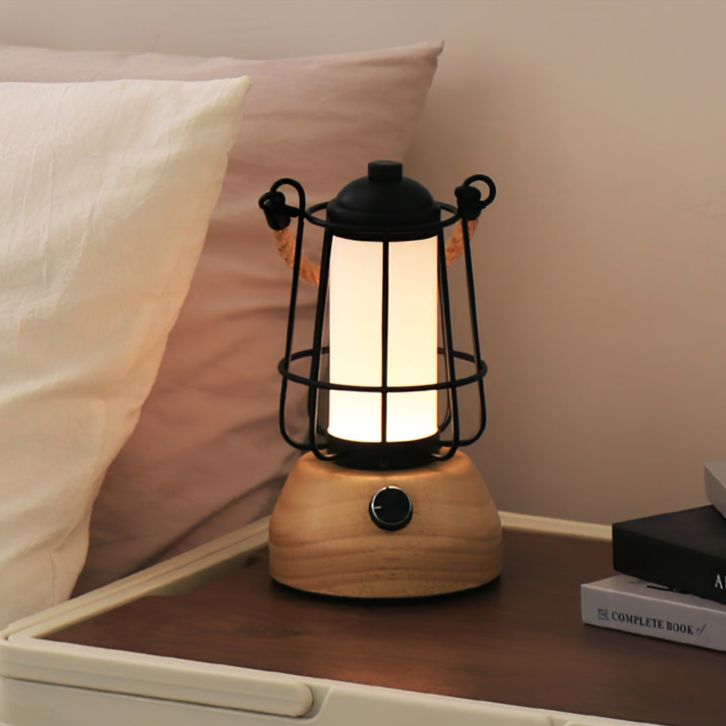 Lampe de Table Extérieure en Corde - Ambiance Rustique et Éclairage Doux