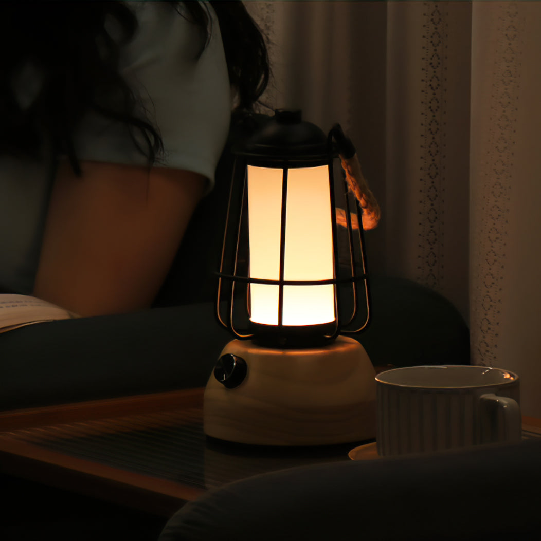 Lampe de Table Extérieure en Corde - Ambiance Rustique et Éclairage Doux