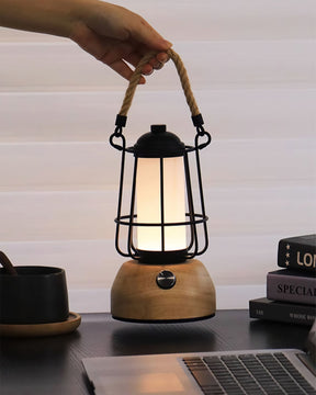Lampe de Table Extérieure en Corde - Ambiance Rustique et Éclairage Doux