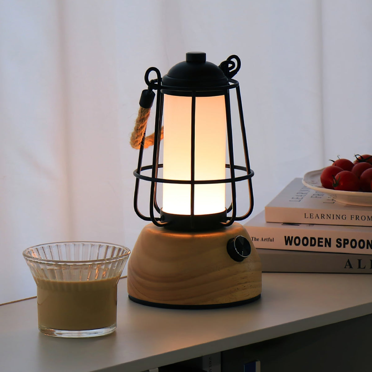 Lampe de Table Extérieure en Corde - Ambiance Rustique et Éclairage Doux