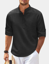 T-shirt à Manches Longues Homme - Col Henley Classique et Polyvalent