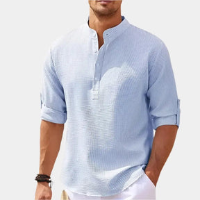 T-shirt à Manches Longues Homme - Col Henley Classique et Polyvalent