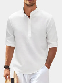 T-shirt à Manches Longues Homme - Col Henley Classique et Polyvalent