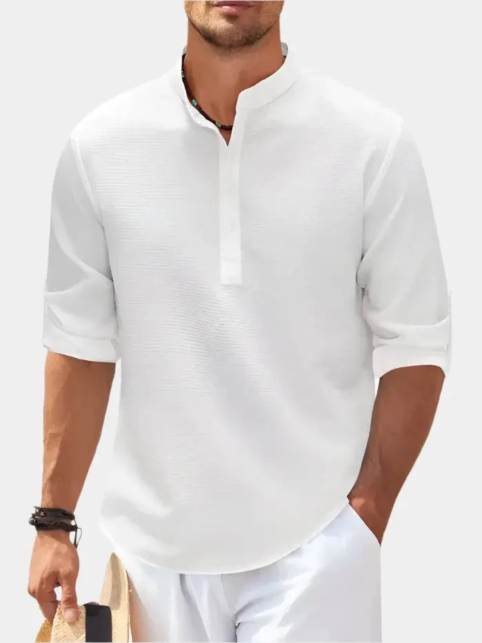 T-shirt à Manches Longues Homme - Col Henley Classique et Polyvalent