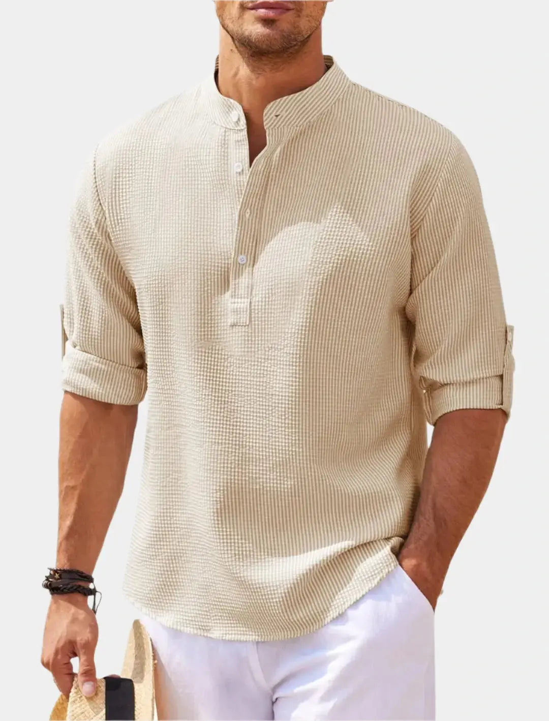 T-shirt à Manches Longues Homme - Col Henley Classique et Polyvalent