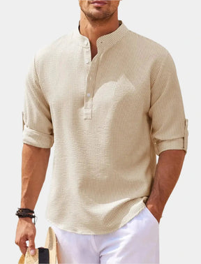 T-shirt à Manches Longues Homme - Col Henley Classique et Polyvalent