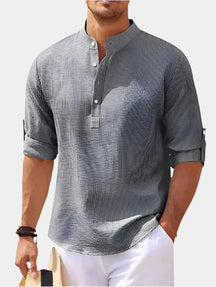 T-shirt à Manches Longues Homme - Col Henley Classique et Polyvalent