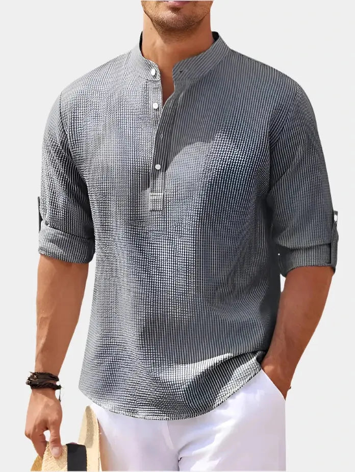 T-shirt à Manches Longues Homme - Col Henley Classique et Polyvalent